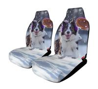 Running Border Collie Cute Car Seat Covers 2PCS