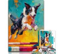 Running Border Collie Jigsaw Puzzles for Adults Teenagers Jigsaws Puzzle,Help The Brain Exercise Addictive Toys to Cultivate Patience Suitable for Couples (50x75cm)