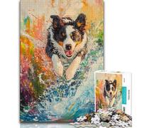 Running Border Collie Jigsaw Puzzles for Teenagers 1000 Piece,Learning Educational Toys Family Games Birthday Present,Gifts (50x75cm)