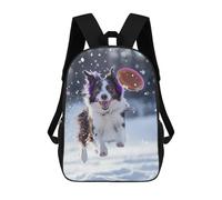 Running Border Collie Printed 17 Inch Daypack Unisex Shoulder Backpacks Travel Laptop Backpack for Women Men