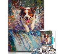 Running Border Collie Puzzles for Teenagers Teens 1000pc Puzzle,Brain Teaser Game Wall Decoration Unique Birthday And Xmas Gifts (38x26cm)