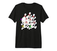 Running Bowling Ball Scared Pin Characters Funny Bowler Lane Premium T-Shirt
