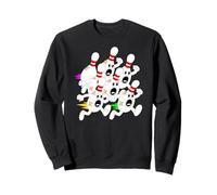 Running Bowling Ball Scared Pin Characters Funny Bowler Lane Sweatshirt