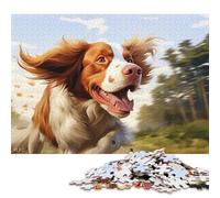 Running Brittany Spaniel with Windblown Fur Puzzles 1000 Pieces Wooden Puzzles for Adults & Teenager Learning Educational Toys 1000pcs (75x50cm)