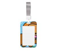 Running Cartoon Dog Printing Card Badge Holder Double-Sided Sliding Cover Design, Capable of scanning Transparent Film