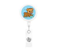 Running Cartoon Dog Printing Retractable Badge Holder. with Clip and Keyring The Maximum Retractable Length is Approximately 55cm, with a 360° Rotating clamp.