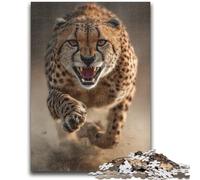 Running Cheetah Jigsaw Puzzles for Adults Teenagers Jigsaws Puzzle,Challenging Game And Family Play for Is Ideal As A Gift for The Whole Family (38x26cm)