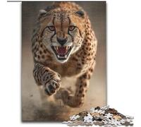 Running Cheetah Jigsaw Puzzles for Teenagers 1000 Piece, Help The Brain Exercise Addictive Toys to Cultivate Patience Perfect Decoration (size 26x38cm)