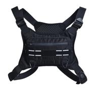Running Chest Bag - 1 Adjustable Reflective Case, Lightweight Breathable Vest | Pack for Cycling, Mountaineering, Jogging, Hiking, Men, Women, Outdoor Fitness Sports, Black, Please refer to