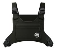 Running Chest Bag for Men Women with Collapsible Water Bottle, Water-Resistant Adjustable Chest Pack with Reflective Back for Cycling, Hiking, Workouts, with Phone Holder and Extra Storage, Black,