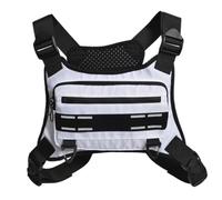 Running Chest Bag - Reflective Safety Storage Pack, Adjustable Breathable Vest Adjustment - Sweat Resistant Carrying Design - Equipment Organizer, White., Se référer au descriptif, Refer to