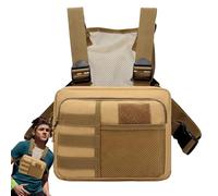 Running Chest Bag, Running Phone Chest Harness | Outdoor Adjustable - Organizing by Lightweight Practical Packet for Fishing Mountaineering, Breathable, dark khaki, Please refer to the description