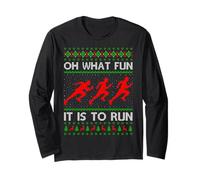 Running Christmas Ugly Sweater Oh What Fun It is to Run Xmas Long Sleeve T-Shirt