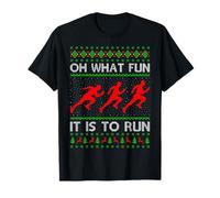 Running Christmas Ugly Sweater Oh What Fun It is to Run Xmas T-Shirt