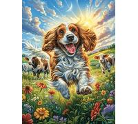 Running Cocker Spaniel 500 Pc Classic Jigsaw Puzzle Animals And Plants Puzzle for Adults Hard Challenging Hobby Home Decor Poster Eco Friendly Material 500 PCS
