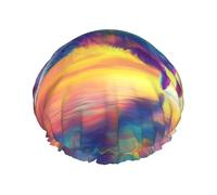 Running colored kitten Reusable shower cap - double-layer waterproof, elastic, environmentally friendly daily use shower cap