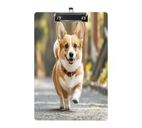 Running Corgi Print Acrylic Clipboard 8.5 X 12.5 Inches | Lightweight A4 Clipboards with Pen Holder for Office, Students, Nurses, Teacher, Students,Women, Men, Girls, Boys