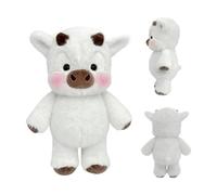 Running Cow Plush Toy, Soft Stuffed Animal, Adorable Shaking Legs Cow Plush for Stress Relief and Emotional Support, Cute Farm Doll for Girls Boys Women (White)