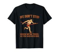 Running Crew Finish Tape Graphic Red Gold Motivational T-Shirt