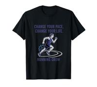 Running Crew Track Art Change Your Pace Change Your Life T-Shirt
