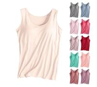 running crop top women Built In Bra Fitted Scoop Neck Basics Vest Yoga Pilates Gym Activewear Basic Stretch Tank Tops Summer Casual Loose Fit Sleeping Undershirt
