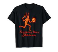 Running Deer Shaman Spirit Shamanic Drumming Value Graphic T-Shirt, Men, Black, M