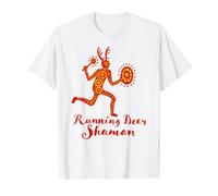 Running Deer Shaman Spirit Shamanic Drumming Value Graphic T-Shirt, Men, White, M