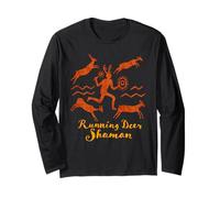 Running Deer Shaman Spiritual Petroglyph Art Long Sleeve T-Shirt