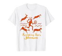 Running Deer Shaman Spiritual Petroglyph Art Value Graphic T-Shirt, Men, White, M