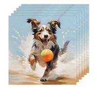 Running Dog Pattern Cloth Napkins Set of 6, Dinner Napkins Cloth 50 x 50 cm, Soft & Comfortable Reusable Napkin for Party Wedding Napkins