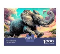 Running Elephant 1000 Piece Jigsaws Elephant in Cosmic Flight Smooth Precision Cut Paper Puzzle, Calming And Challenging Game for Adults And Family Time 38x26cm/1000pcs