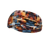 Running Exercise Headband, Yoga Men and Women Running Basketball Fitness Elastic Headband, Colorful Cube Space Sports Sweat-Absorbing Band,