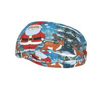 Running Exercise Headband, Yoga Men and Women Running Basketball Fitness Elastic Headband, Cute Christmas Deer Sports Sweat-Absorbing Band,