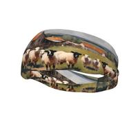 Running Exercise Headband, Yoga Men and Women Running Basketball Fitness Elastic Headband, Cute Farm Animals Sports Sweat-Absorbing Band,