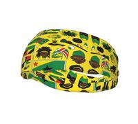 Running Exercise Headband, Yoga Men and Women Running Basketball Fitness Elastic Headband, Jamaican Elements Sports Sweat-Absorbing Band,