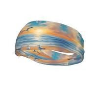 Running Exercise Headband, Yoga Men and Women Running Basketball Fitness Elastic Headband, Seagulls by The sea Sports Sweat-Absorbing Band,