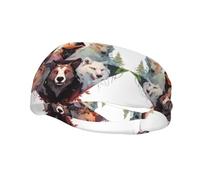 Running Exercise Headband, Yoga Men and Women Running Basketball Fitness Elastic Headband, Wolves and Reindeer Sports Sweat-Absorbing Band,