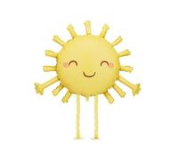 Running Foil Balloon Sun - Yellow - 77 × 62 cm - With Legs & Straw - Helium Balloon for Children's Birthday Parties