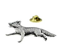 Running Fox Pewter Lapel Pin Badge (XTSPBA03)