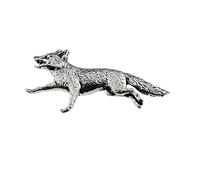 Running Fox Pin Badge in Fine English Pewter, Handmade.