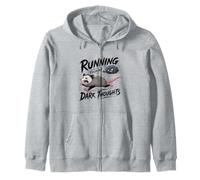 Running From My Dark Thoughts Opossum Runner Athlete Humor Zip Hoodie