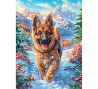 Running German Shepherd 1000 Piece Jigsaw Puzzle for Adults Wild Animals Fantasy Animal Winter Evening Activity Cozy Relaxation Detailed Artwork Ideal Housewarming Gift 1000 PCS