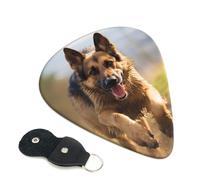 Running German Shepherd Dog 6 Pack Guitar Picks With Holder, Personalized Guitar Plectrums Non-Slip Portable Ukulele Bass Picks 0.96mm For Acoustic Guitar Lovers Gifts
