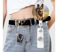 Running German Shepherd Dog Badge Reels Retractable with Clip and Keychain Funny Cute Badge Clips Id Card Badge Holder for Office Worker Doctor Nurse