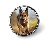 Running German Shepherd Dog Badges Circle with Button Design, Personalized Picture Pin Brooches, Round Badge Holders for Decorate Hat Shirt Clothing Bag Accessories