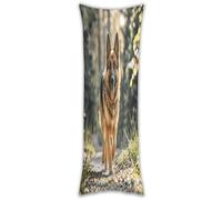 Running German Shepherd Dog Body Pillow Cover with Hidden Zipper Breathable Polyester Long Pillow Case Cozy Fuzzy Body Pillowcase Ultra Soft Long Pillow Cover for Bedroom 18.9 X 53 in