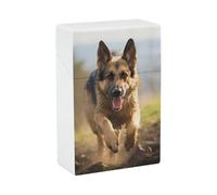 Running German Shepherd Dog Cigarette Case Portable Novelty Cigarette Packing Box Crush Proof Waterproof Cigarette Box Novelty Gifts for Friend