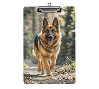 Running German Shepherd Dog Clipboard 8.5×12.5 Inch Acrylic Clip Board with Metal Clip A4 Letter Size Decorative Clipboard Cute Hanging Clipboards for Office, Teacher, Nurse, Doctor,