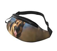 Running german shepherd dog Fanny Pack for Men Women Crossbody Waist Bag Waterproof Sports Belt Bag Outdoor Hip Pack