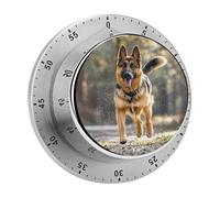 Running German Shepherd Dog Kitchen Timer - Mechanical Visual Timer, Stainless Steel Digital Timers with Magnetic Base Egg Timers for Hard Boiled Eggs 60-Minute Countdown Kitchen Clock for Cooking